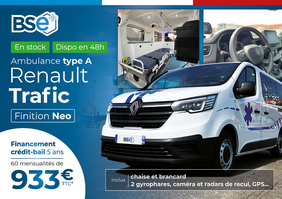 Ambulance type A Renault Trafic – Finition Neo : prête à partir en 48h !