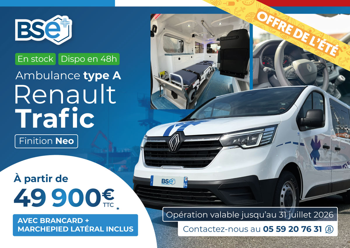 Opération spéciale été 2026 sur les ambulances BSE Renault Trafic en finition Neo